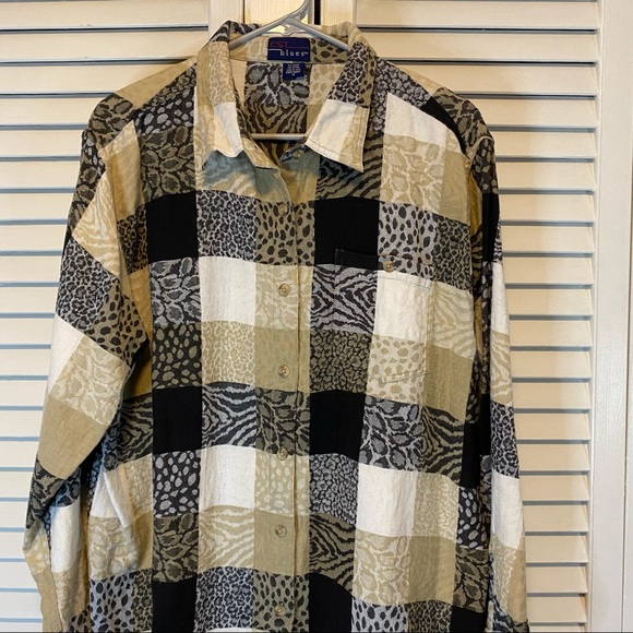 VINTAGE CST BLUES PLUS SIZE BUTTON UP SHACKET - Picture 5 of 5